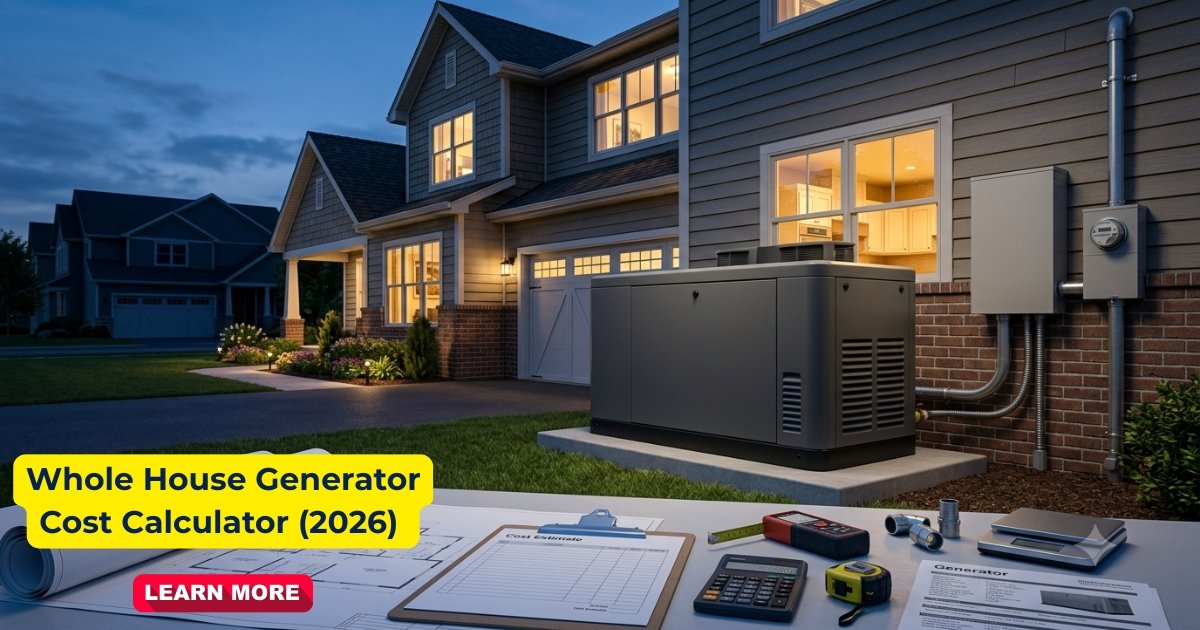 Whole-House Generator Cost Calculator (2026) – Estimate Cost