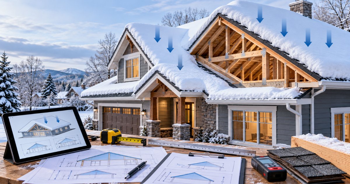 Roof Snow Load Calculator (2026): Ground to Roof Snow Load